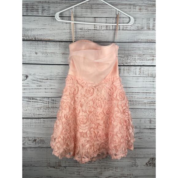 ANGEL BIBA Annalyn Strapless Mini Dress Pink NEW Floral Lace Fairy Princess S - Picture 3 of 13
